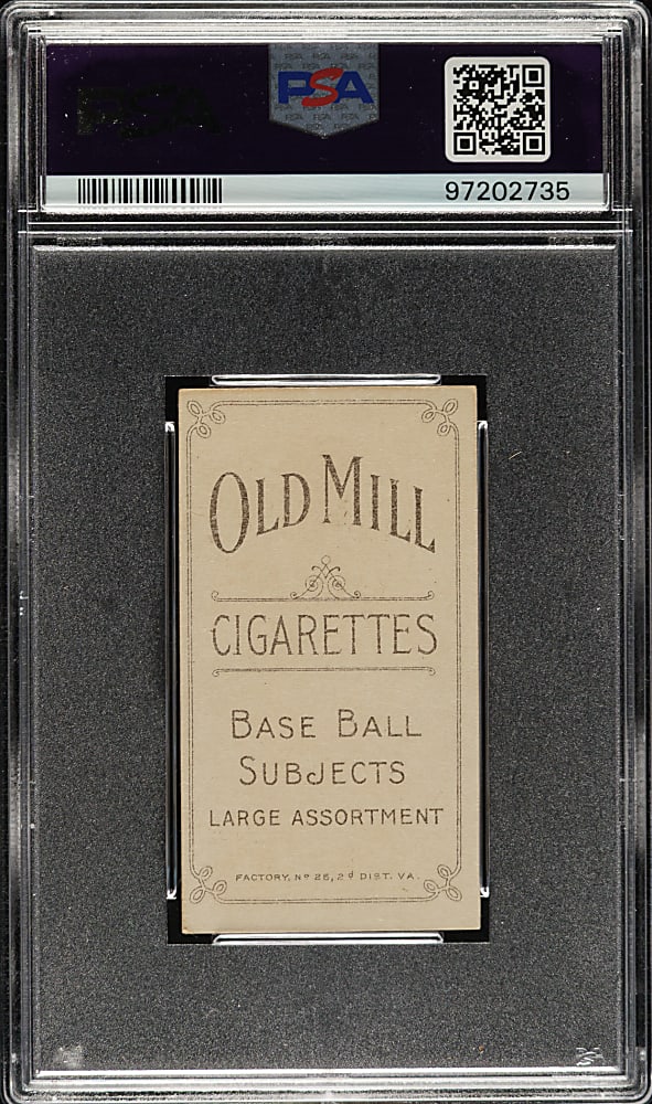 1909-1911 T206 White Border Wildfire Schulte Back View PSA VG-EX+ 4.5 - Old Mill Back