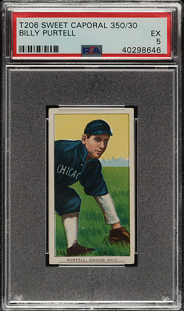 1909-1911 T206 White Border Billy Purtell PSA EX 5