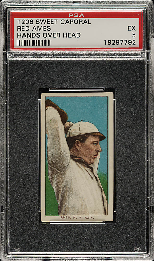 1909-1911 T206 White Border Red Ames Hands Above Head PSA EX 5