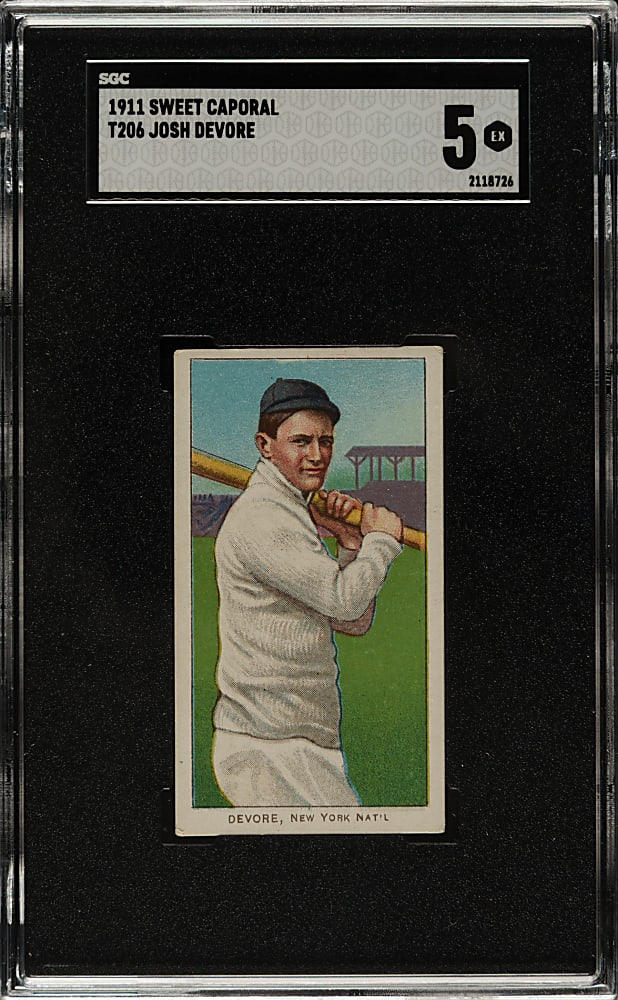 1909-1911 T206 White Border Josh Devore SGC EX 5
