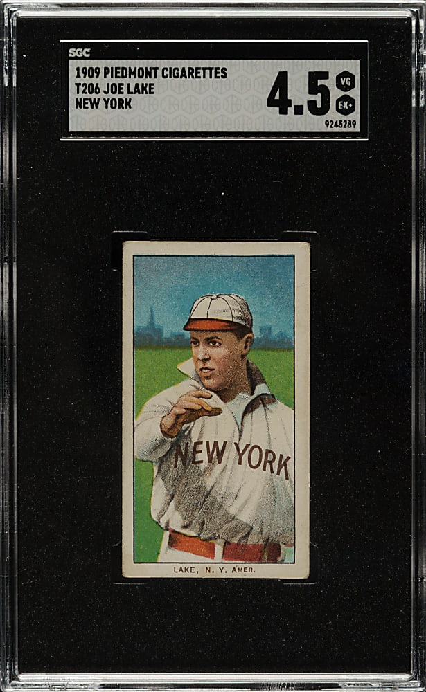 1909-1911 T206 White Border Joe Lake New York SGC VG/EX+ 4.5