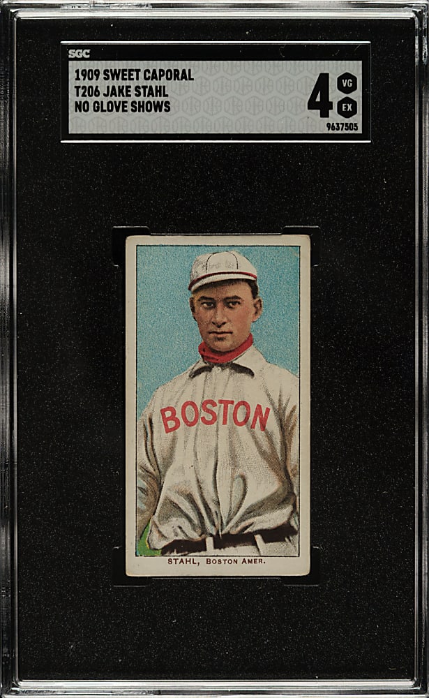 1909-1911 T206 White Border Jake Stahl No Glove Showing SGC VG/EX 4