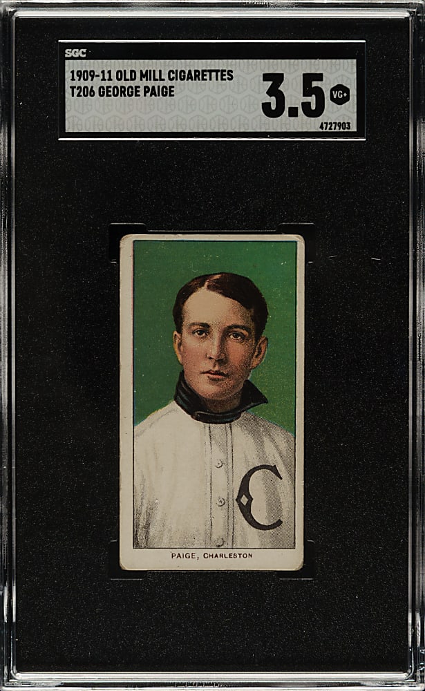 1909-1911 T206 White Border George Paige Southern Leaguer SGC VG+ 3.5 - Old Mill Back