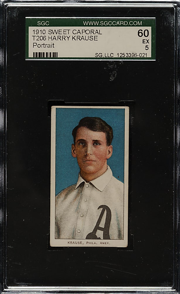 1909-1911 T206 White Border Harry Krause Portrait SGC EX 60