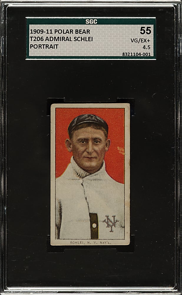 1909-1911 T206 White Border Admiral Schlei Portrait SGC VG/EX+ 55 - Polar Bear Back