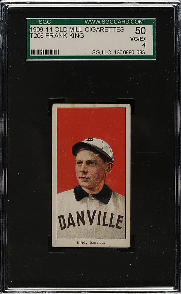 1909-1911 T206 White Border Frank King Southern Leaguer SGC VG/EX 50 - Old Mill Back