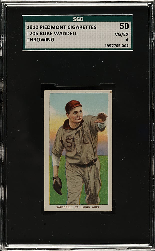 1909-1911 T206 White Border Rube Waddell Throwing SGC VG/EX 50