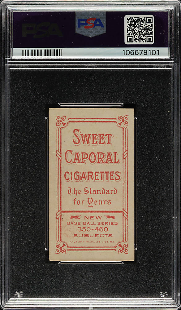1909-1911 T206 White Border Hal Chase Throwing Dark Cap PSA EX 5