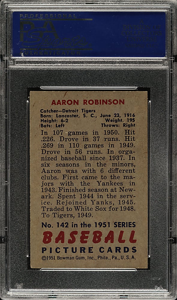 1951 Bowman #142 Aaron Robinson PSA NM-MT 8