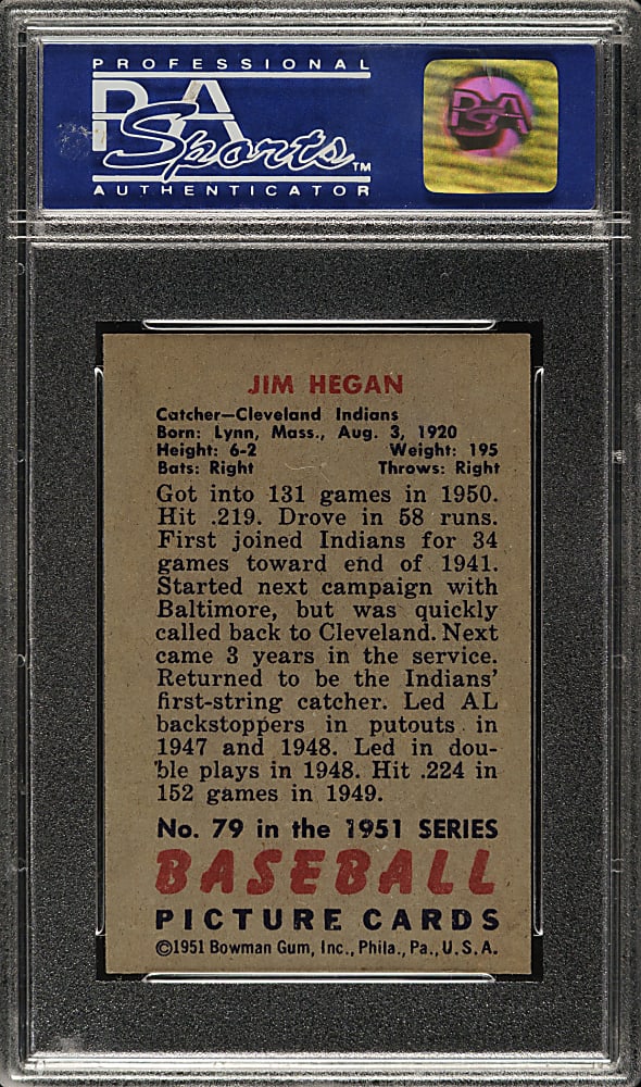 1951 Bowman #79 Jim Hegan PSA NM-MT 8
