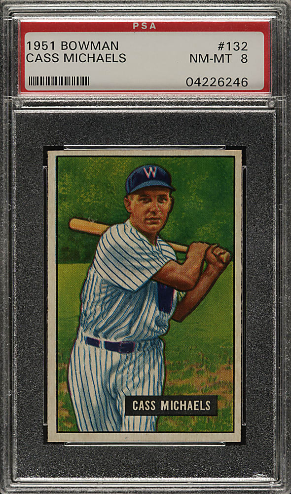 1951 Bowman #132 Cass Michaels PSA NM-MT 8