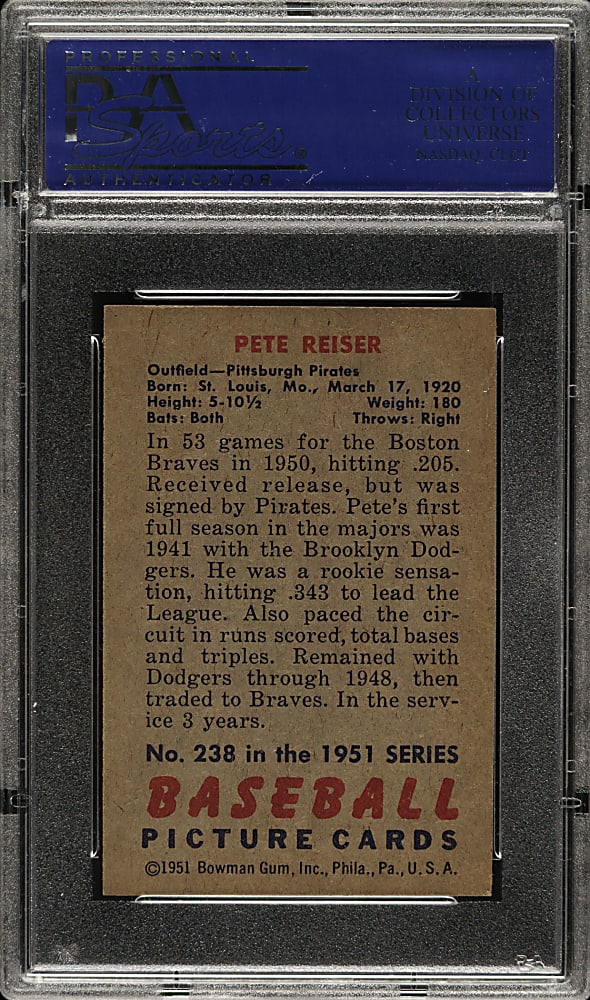 1951 Bowman #238 Pete Reiser PSA NM-MT 8