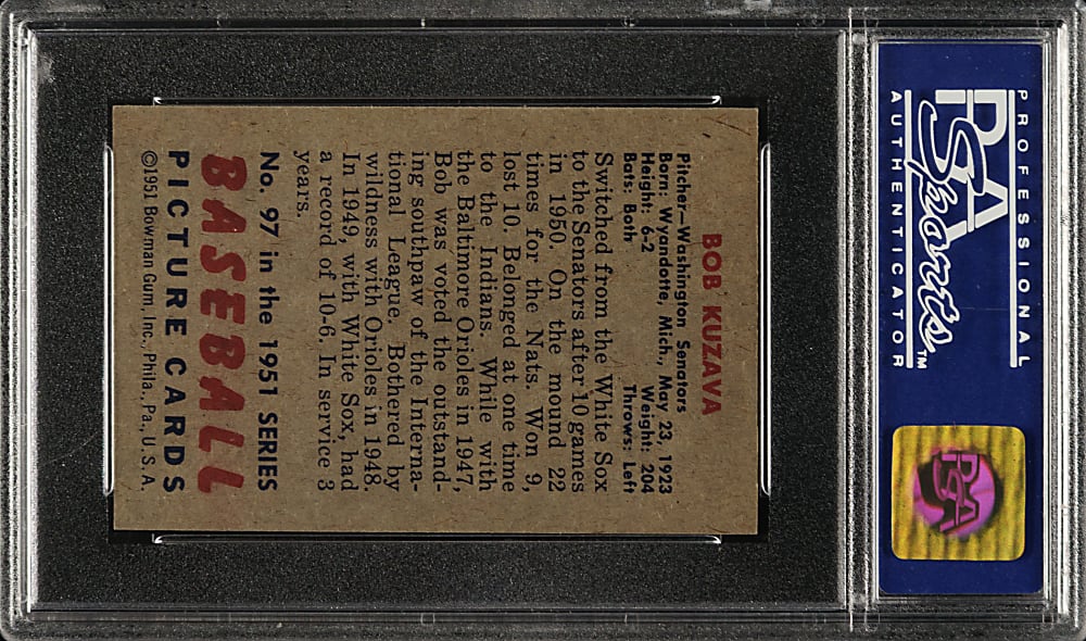 1951 Bowman #97 Bob Kuzava PSA NM-MT 8