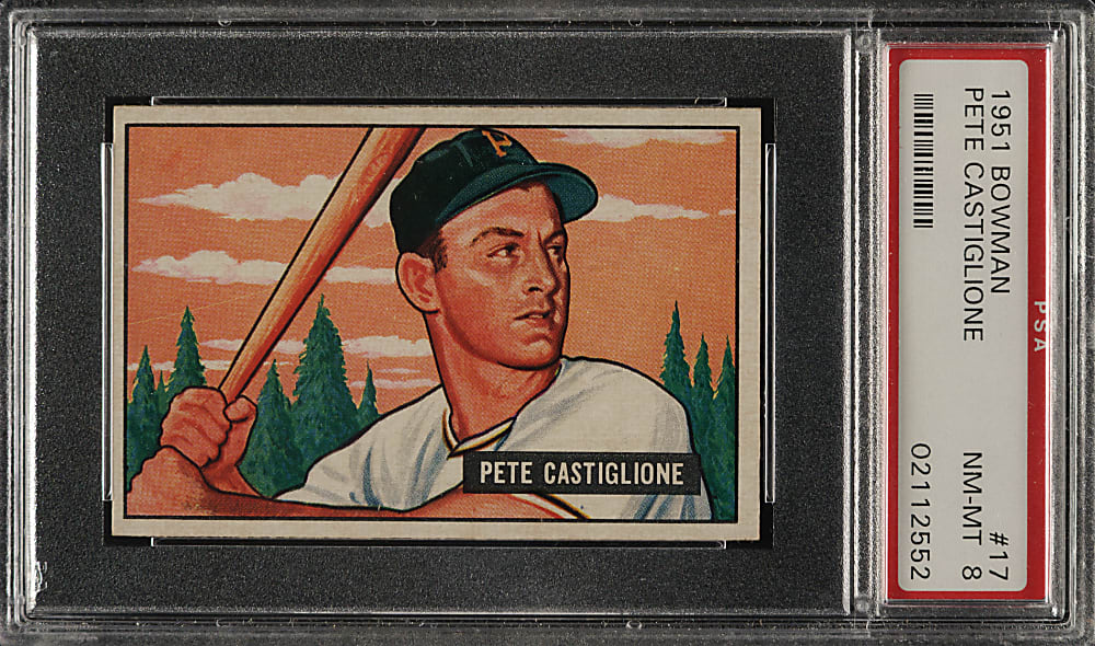 1951 Bowman #17 Pete Castiglione PSA NM-MT 8