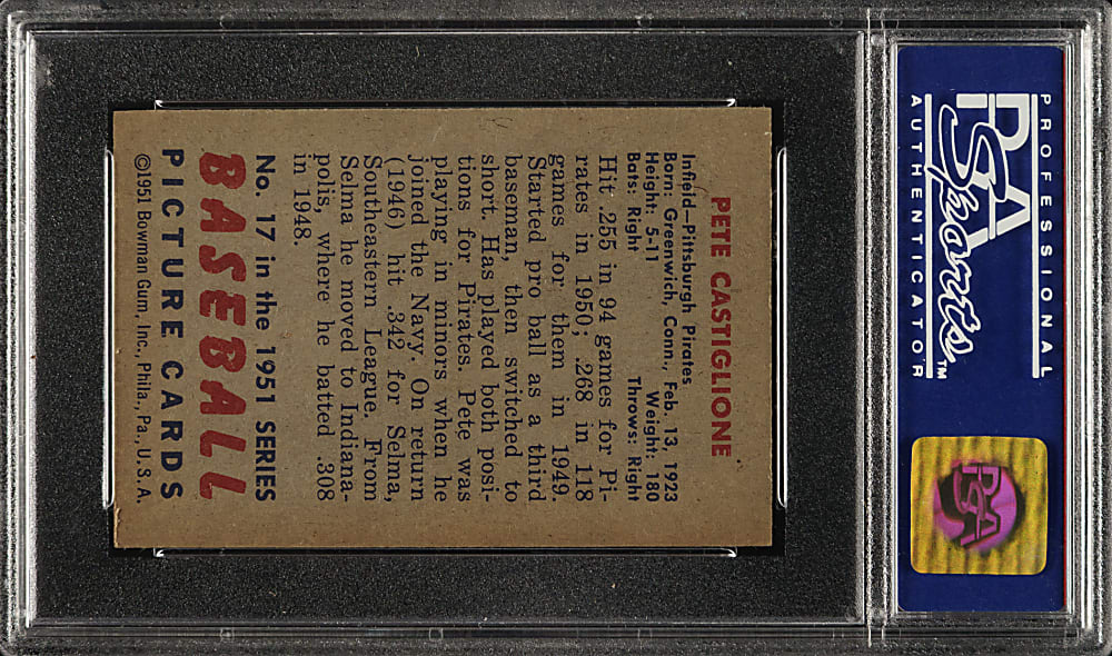 1951 Bowman #17 Pete Castiglione PSA NM-MT 8