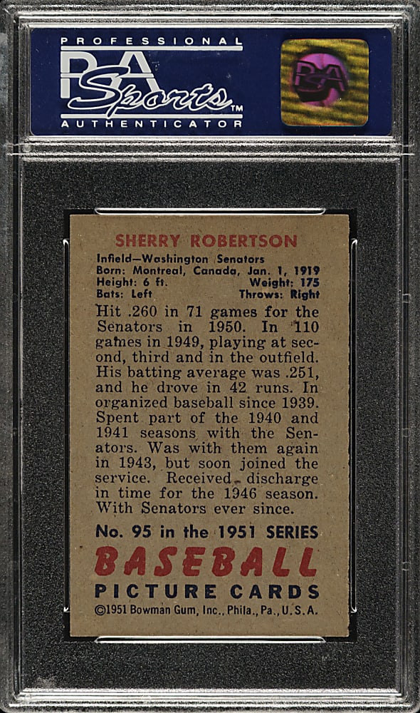 1951 Bowman #95 Sherry Robertson PSA NM-MT 8