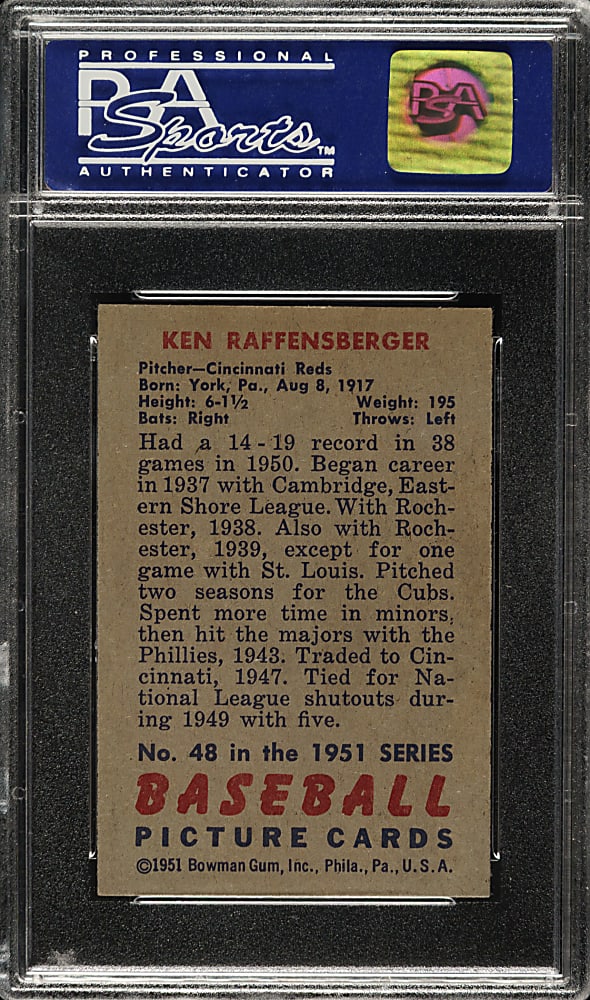 1951 Bowman #48 Ken Raffensberger PSA NM-MT 8
