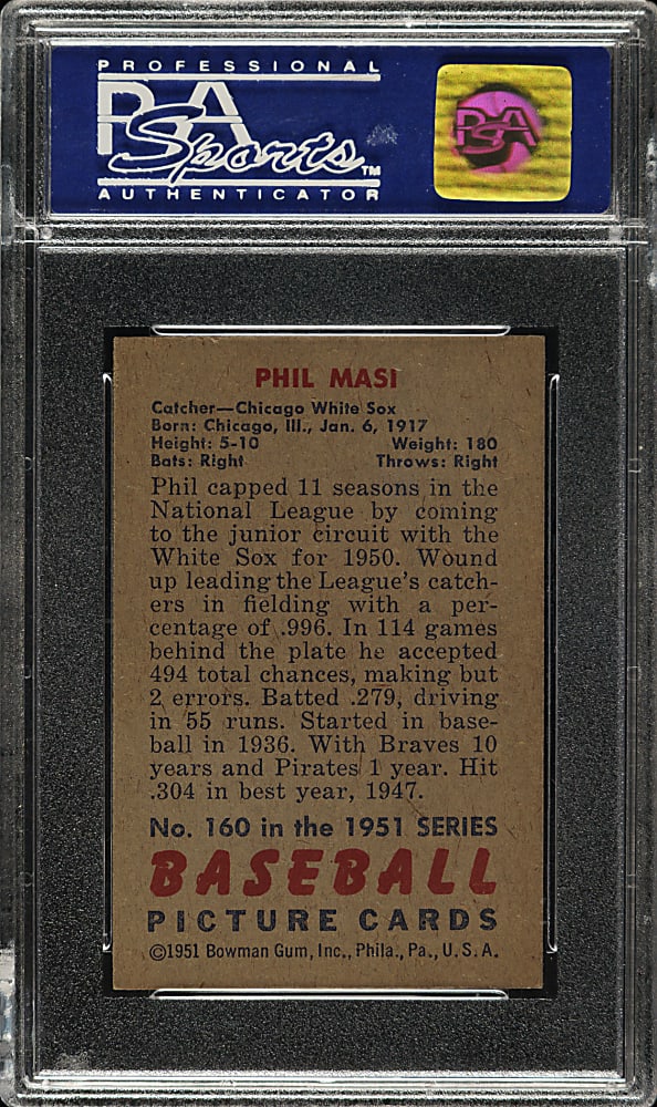 1951 Bowman #160 Phil Masi PSA NM-MT 8