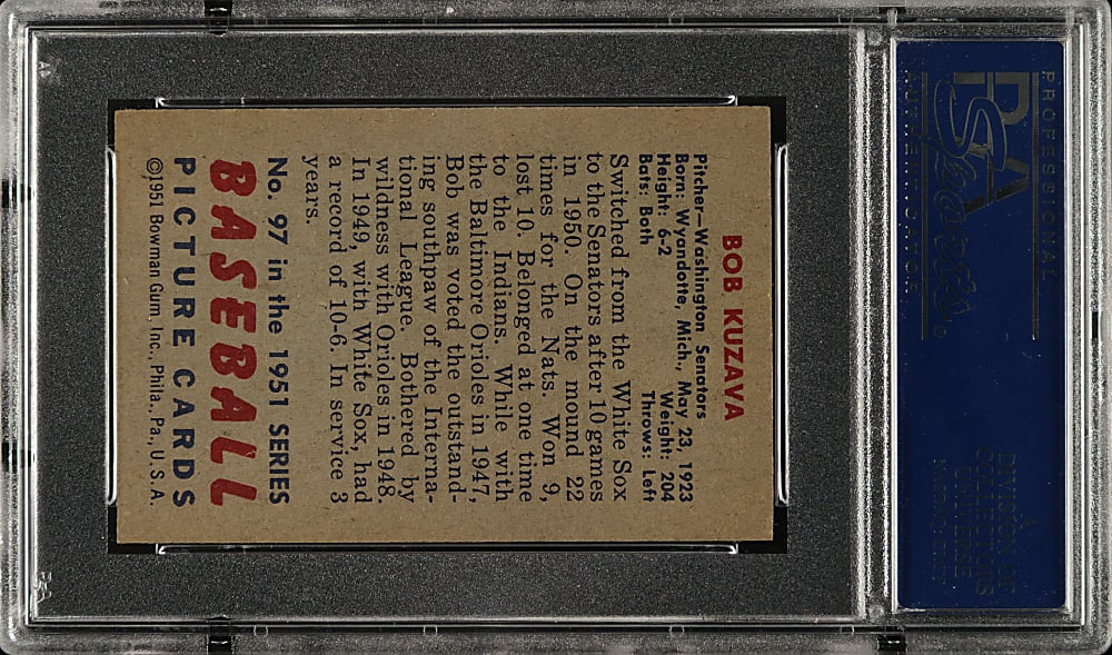 1951 Bowman #97 Bob Kuzava PSA NM-MT 8