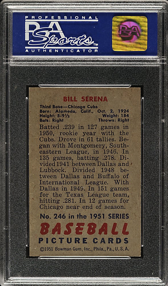 1951 Bowman #246 Bill Serena PSA NM-MT 8