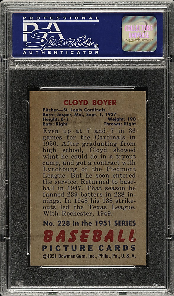 1951 Bowman #228 Cloyd Boyer PSA NM-MT 8