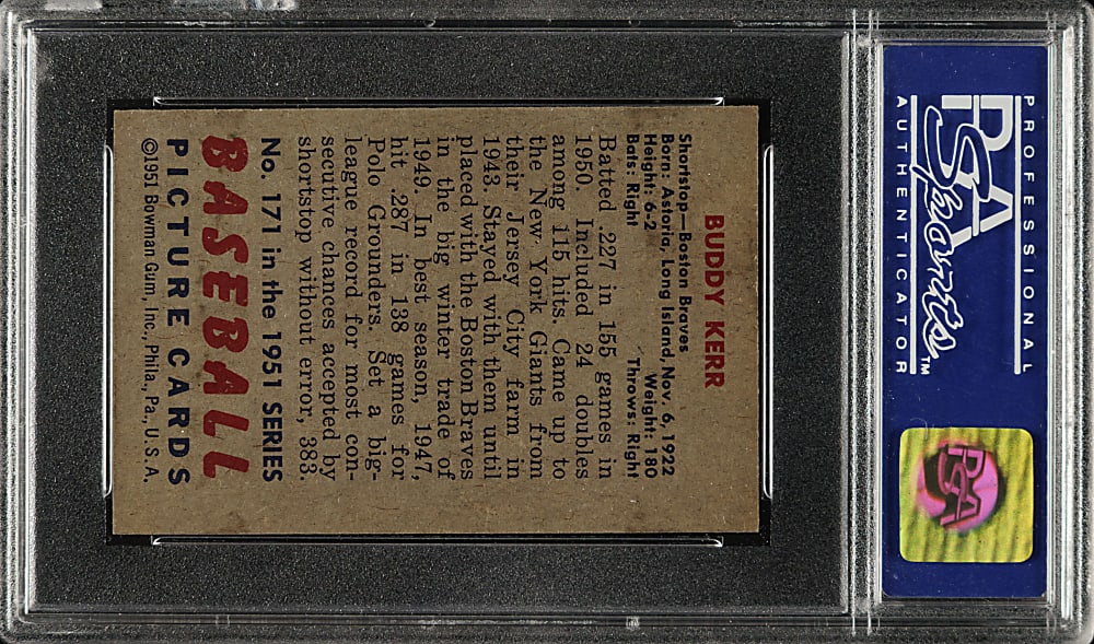 1951 Bowman #171 Buddy Kerr PSA NM-MT 8