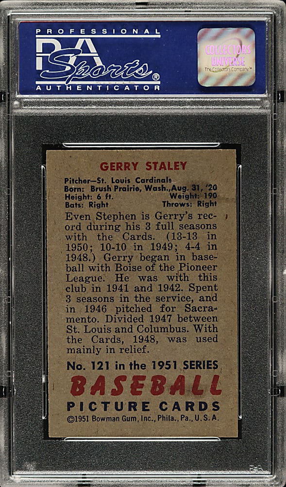 1951 Bowman #121 Gerry Staley PSA NM-MT 8