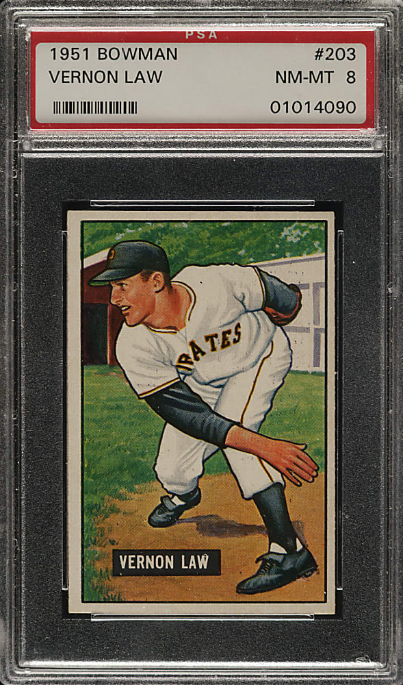 1951 Bowman #203 Vernon Law PSA NM-MT 8