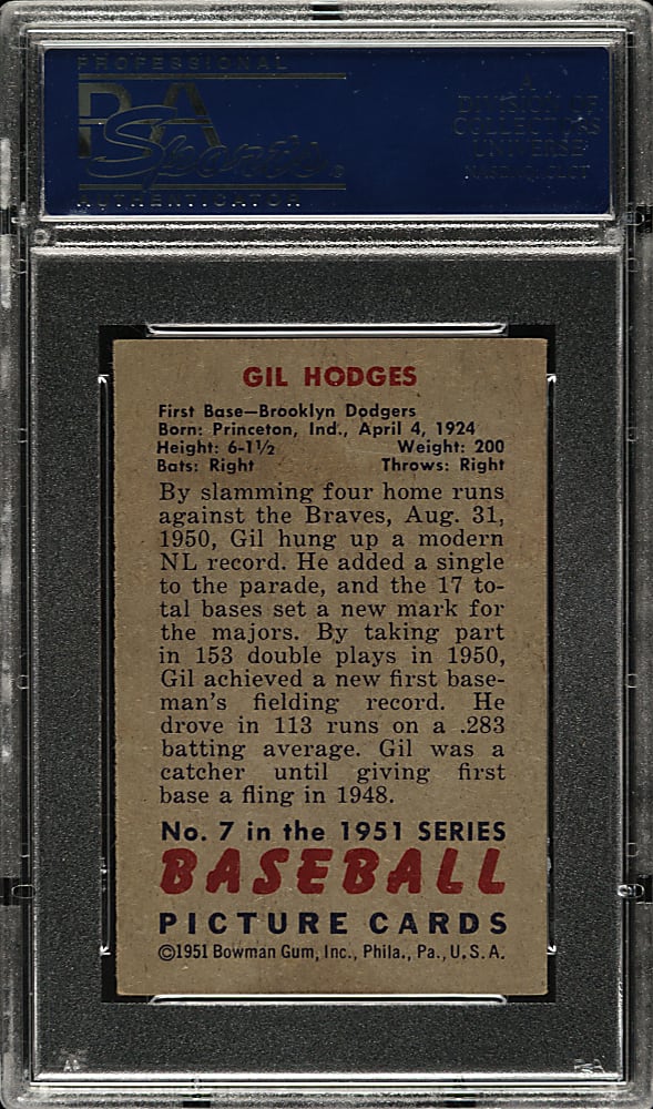 1951 Bowman #7 Gil Hodges PSA EX 5