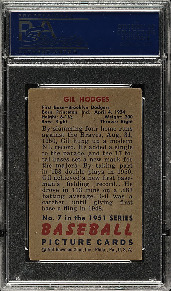 1951 Bowman #7 Gil Hodges PSA VG-EX 4