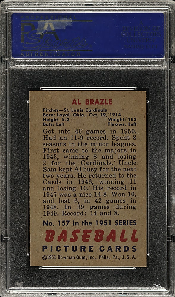 1951 Bowman #157 Al Brazle PSA NM 7