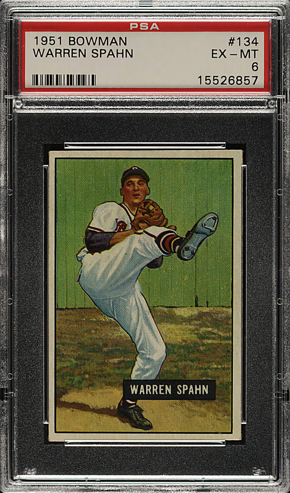 1951 Bowman #134 Warren Spahn PSA EX-MT 6