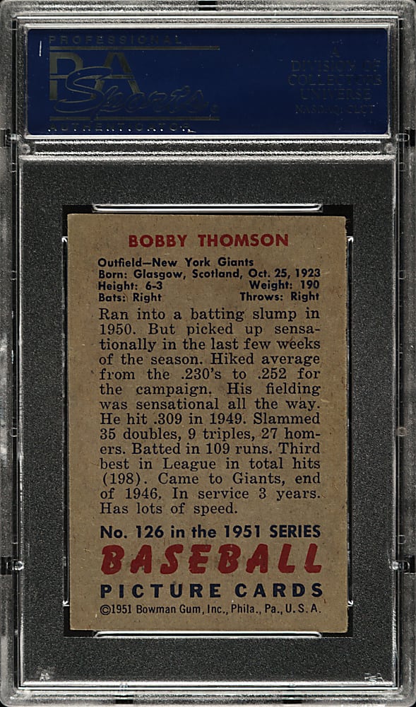 1951 Bowman #126 Bobby Thomson PSA EX-MT 6