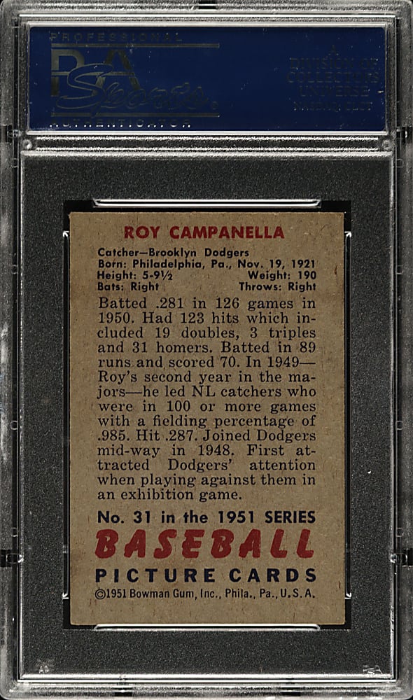 1951 Bowman #31 Roy Campanella PSA EX 5