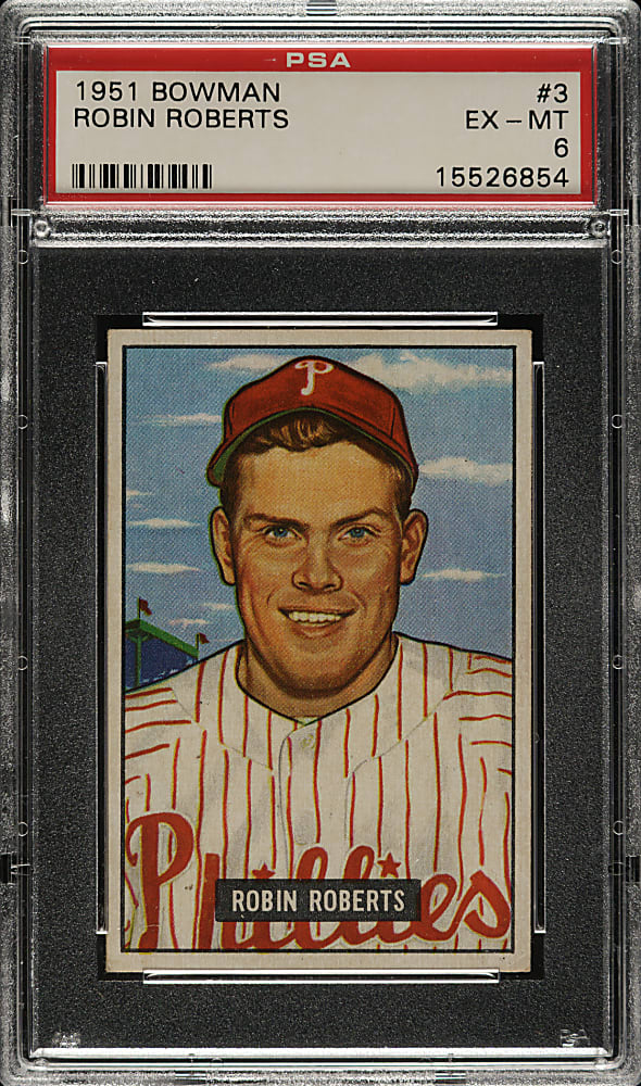 1951 Bowman #3 Robin Roberts PSA EX-MT 6