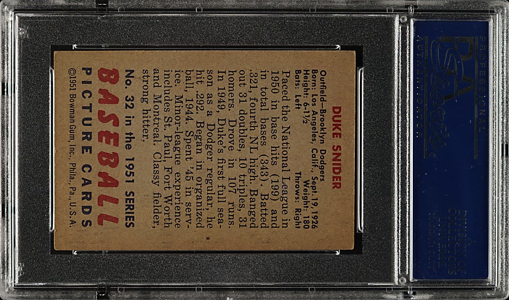 1951 Bowman #32 Duke Snider PSA EX 5