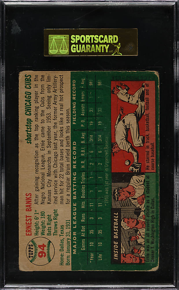 1954 Topps #94 Ernie Banks Rookie SGC VG 40