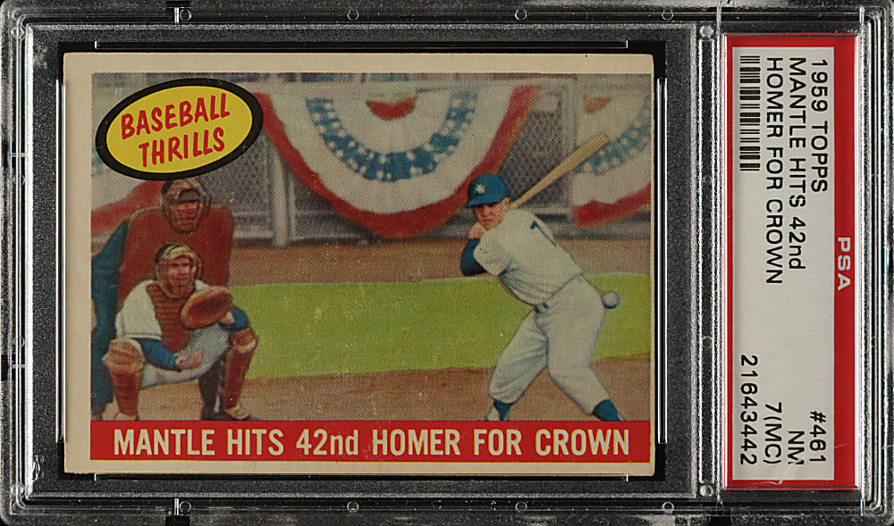 1959 Topps #461 Mantle Hits 42nd Home Run PSA NM 7 (MC)