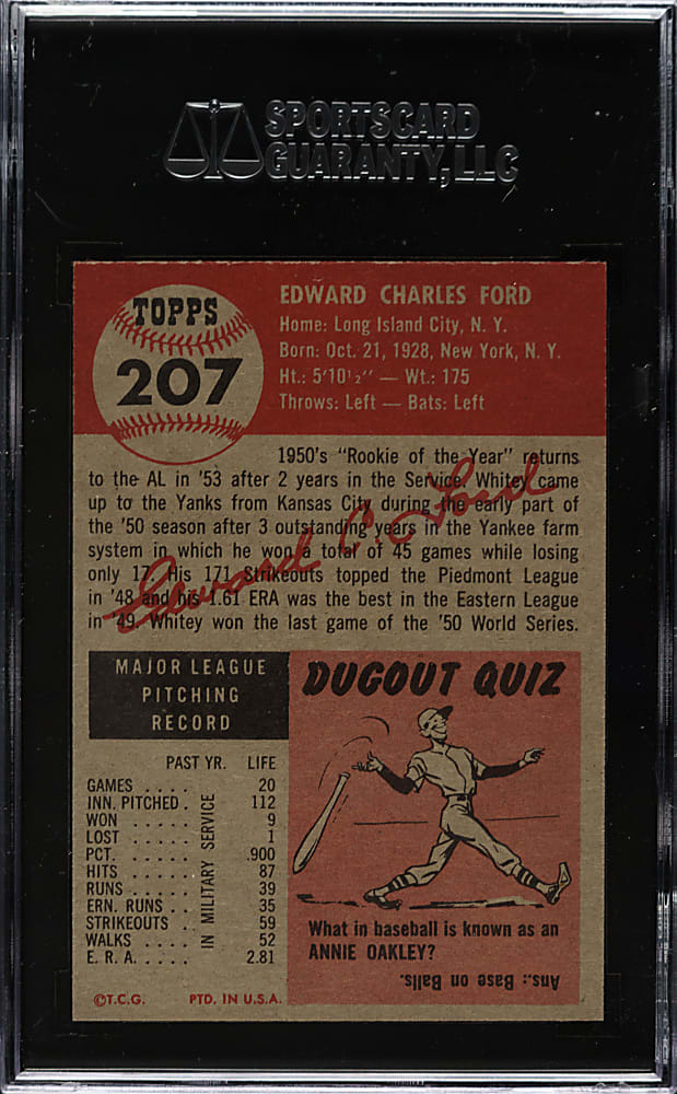 1953 Topps #207 Whitey Ford SGC NM+ 86