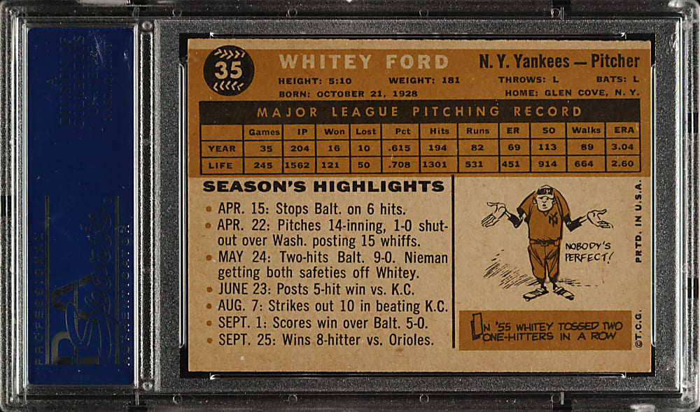 1960 Topps #35 Whitey Ford PSA NM-MT 8