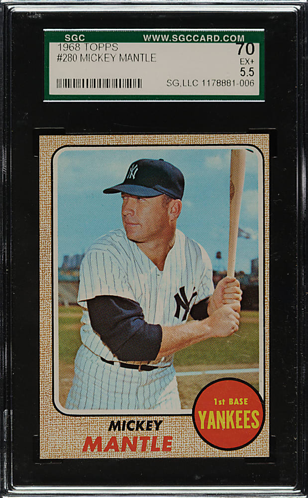 1968 Topps #280 Mickey Mantle SGC EX+ 70