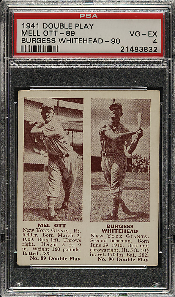 1941 R330 Double Play #89/90 Mel Ott/Whitehead PSA VG-EX 4