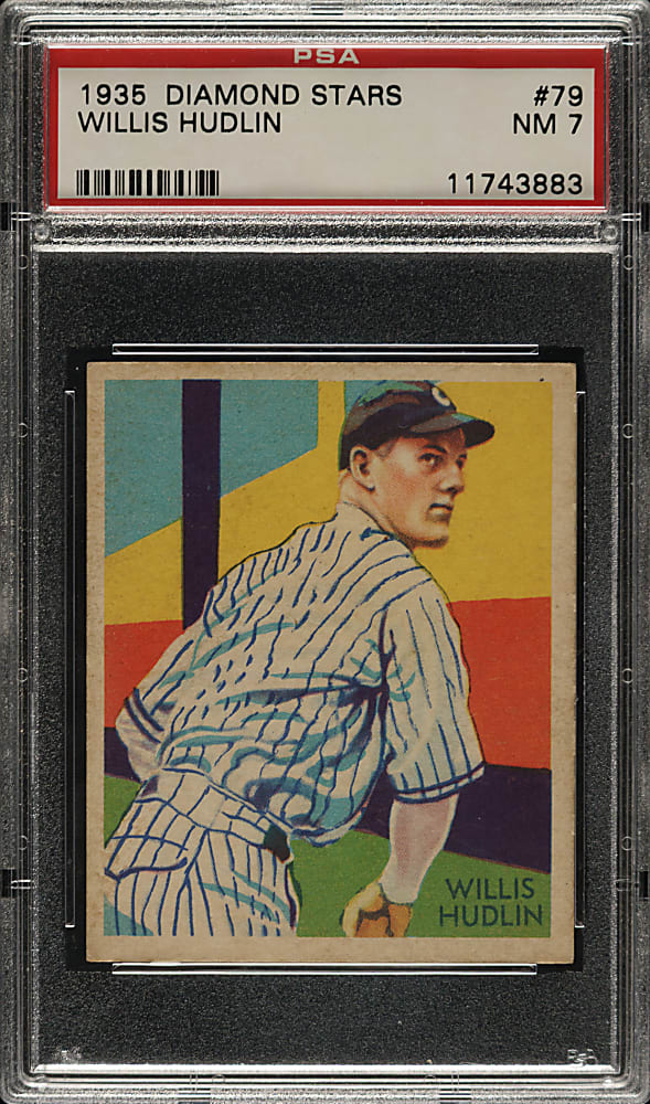 1934-1936 R327 Diamond Stars #79 Willis Hudlin (1935 Green Back) PSA NM 7