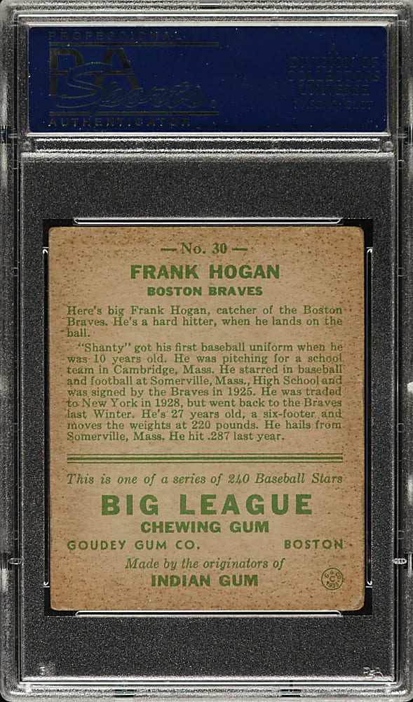 1933 R319 Goudey #30 Frank Hogan PSA VG 3