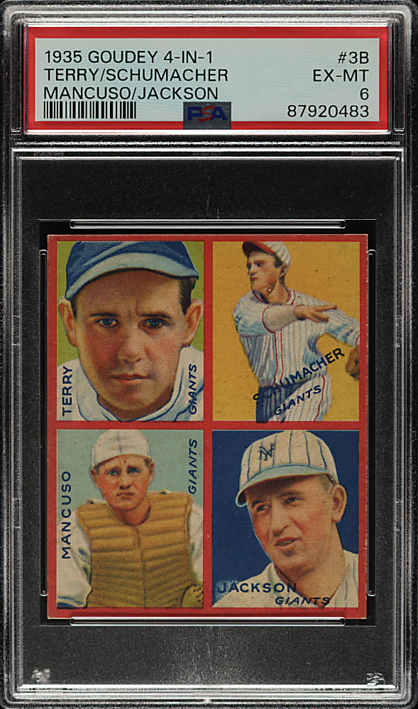 1935 R321 Goudey "4-in-1" Bill Terry/Schumacher/Mancuso/Travis Jackson PSA EX-MT 6