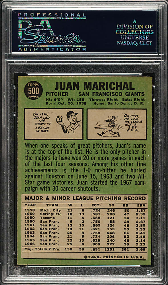 1967 Topps #500 Juan Marichal PSA NM-MT 8