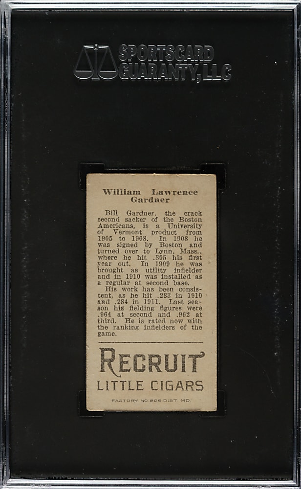 1912 T207 Brown Background William Gardner SGC VG+ 3.5