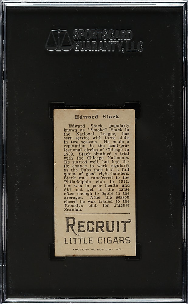 1912 T207 Brown Background Edward Stack SGC VG/EX 4