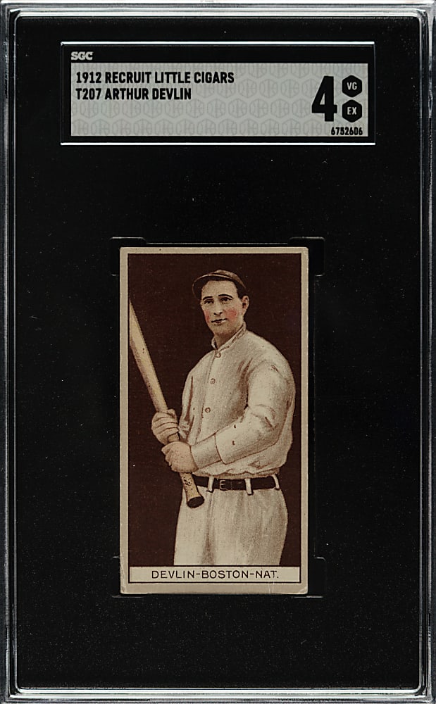 1912 T207 Brown Background Arthur Devlin SGC VG/EX 4