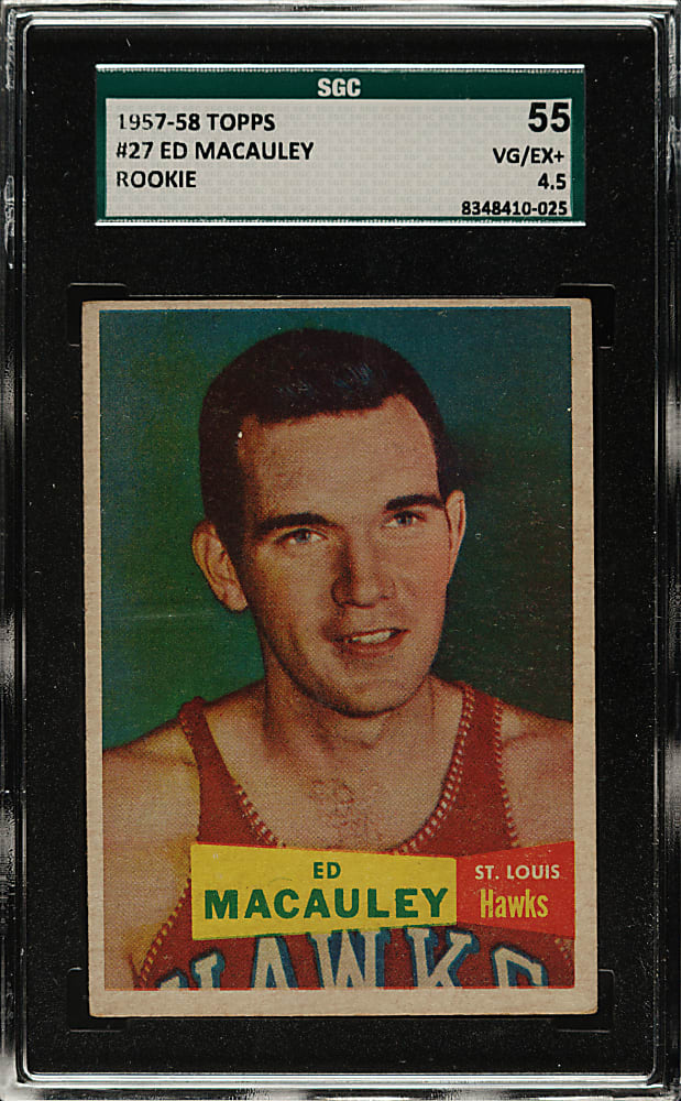 1957-1958 Topps Basketball #27 Ed Macauley Rookie SGC VG/EX+ 55
